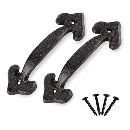 2-Pack 7 Inch Heart Barn Door Handle - Black Cast Iron Pull for Sliding Doors, Gates, Sheds, Fences, Closets - Indoor Outdoor Farmhouse Hardware - size: 7" - 2 Pack, style: Heart