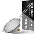 Walfos 4.6 Inch Fine Mesh Strainer, Premium Stainless Steel Colanders and Sifters, with Reinforced Frame and Sturdy Handle, Perfect for Sift, Strain, Drain and Rinse Vegetables, Pastas and Tea - style: 4.6" Small Strainer