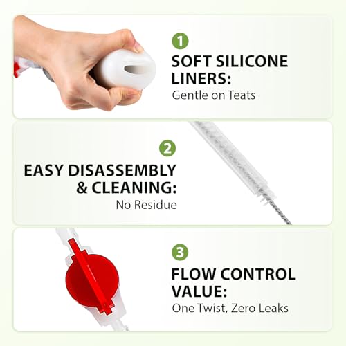φ25mm Double Head Teat Cup for Cow, Milking Machine Accessory | with 5x8mm Hose, Easy to Clean, Soft Silicone Liners - style: Cups for cow