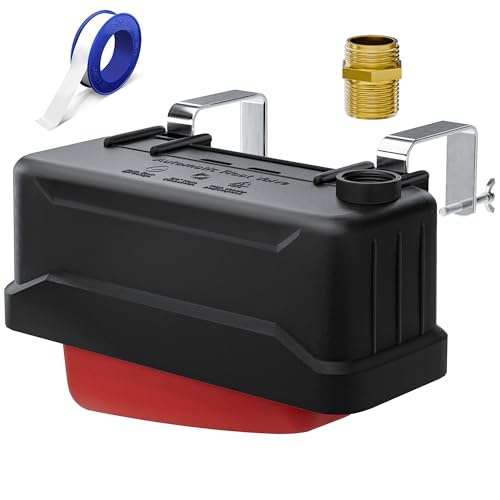 Automatic Livestock Water Trough Float Valve with Copper Connector & Ptfe Tape, Water Level Auto Control Stock Tank Float Valves for Cattle, Horse, Sheep Stock, Farm Animal, Pool, Pond (1 Pack)