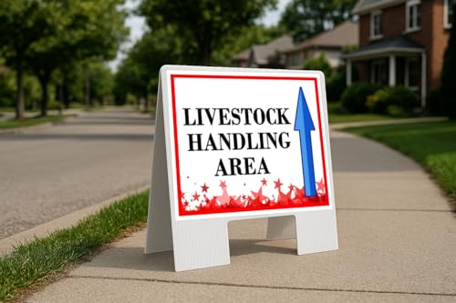 Livestock Handling Area 4Th Of July American Flag Usa Patriotic Red Blue Stars Up Arrows A-Frame Single Sided 23x23 in. Yard Road Sign - size: Single A-Frame Up Directional Arrows