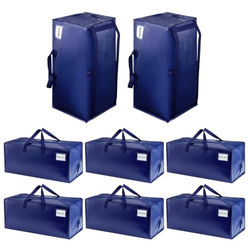 VENO 8 Pack Heavy Duty Moving Bags with Backpack Straps, Zippers & Handles, Extra Large Packing Bags for College Dorm Essentials, Moving Supplies Alternative to Cardboard Moving Boxes - color: Blue, size: 8 Pack