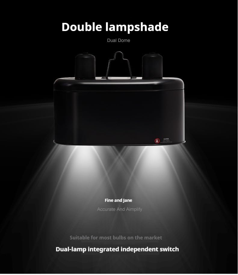 REPTI ZOO Nano Combo Dual Reptile Deep Dome Lamp Fixture for Reptile Max 40 Watts Max Bulb Height 4 inch Per Socket UVB Light Fixture Dual Lamp