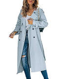 Womens Long Trench Coat Double Breasted Windproof Overcoat With Belt | Classic Lapel,Fall clothing, Spring outfits, Street outwear - color: 01 Blue, size: X-Large