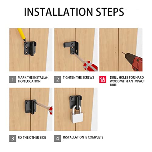 2 Sets Flip Latch 3-mm Thickened Heavy Duty Hasp Safety Door Lock Gate Latches for Double Door Window Barn Closet Drawer Cabinet Garage,Stainless Steel Brushed Nickel (Left Loker) - color: Black-Light Locker-Small