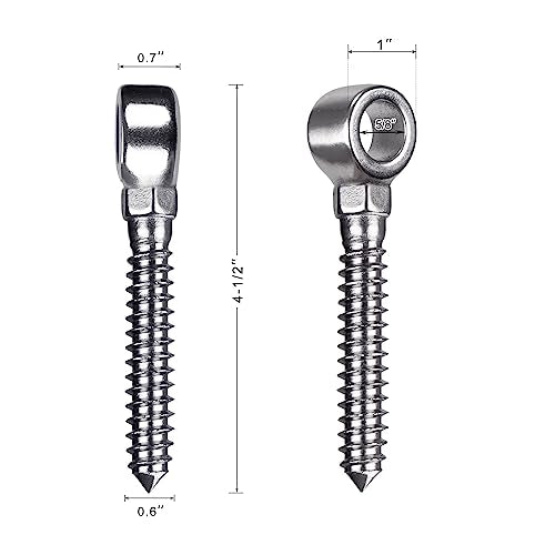 Insaga 304 Stainless Steel Gate Hinges, M16 Wood Gate Hinge, 2pcs Gate Hinge Bolts, One Piece Molded Screw Hook Hinge for Wood Fence, Farm Gate - color: M16 Eye Hinge-2Pcs