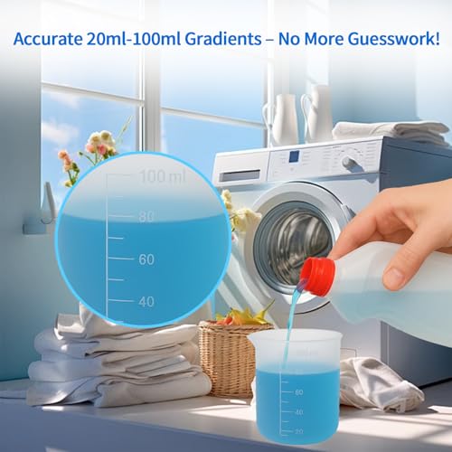 Laundry Detergent Cup,Silicone Laundry Detergent Measuring Cup,100ml Soft Material with Precision Scale–Reusable,No-Clean Design for Washing Machine & DIY Resin, Soap, Plaster Crafts(2 PACK) - color: 2PCS