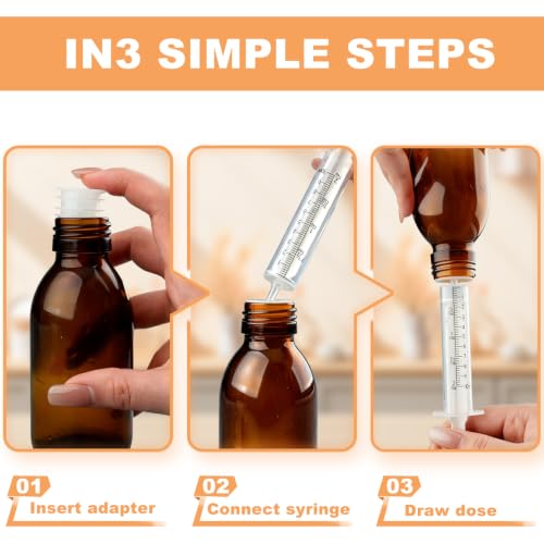 Medicine Bottle Adapter For 10ml Syringe - 15 Pieces 3 Sizes (5each size),Variety Kit Fits 0.55" & 0.7" & 0.86" Openings,Press-In Bottle Adapter for Oral Syringes,Fits 1ml, 3ml, 5ml & 10ml Oral Syringes(15) - size: 15 Pack
