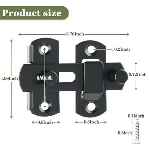 Alise 2 pcs Flip Latch Gate Latch,3 inch Stainless Steel Barn Door Lock,Anti-Theft Lock,Safety Door Lock for Wooden Fence,Matte Black Finish MS9003B-2P | Heavy Duty Gate Hardware ,Security Flip Latch,Anti-theft Latch for Barn Wood Fence Sliding French Doo