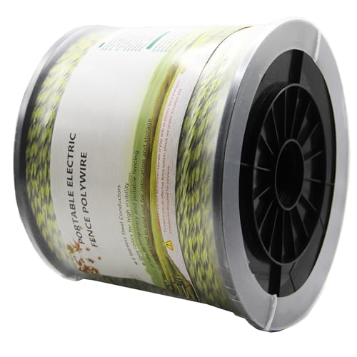 Electric Fence Polywire 3444 Feet, 1050 Meters 6 Conductors Portable Electric-Fence Rope for Reliable Conductivity and Rust Resistance - size: 3444 Feet