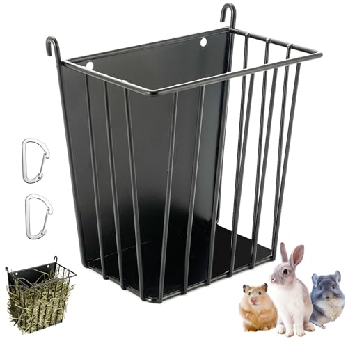 LUAVIARU Upgrades 4pcs Hay Feeder Rabbit - Guinea Pig - Metal Frame Hay Rack with Adjustable Hook - Less Wasted - for Guinea Pig, Bunny, Chinchilla Cage Accessories - Bunny Feeder - size: 4 Pack