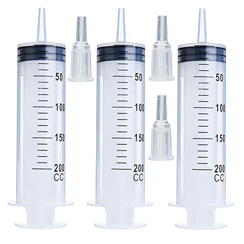 AKRAF 3 Pack 200ml Syringe for Scientific Labs, Refilling, Measuring - style: 200ml