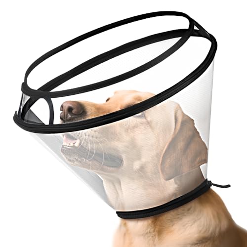 BONTHEE Dog Cone Collar for Surgery Recovery,Adjustable Transparent Pet Recovery Collar for Large Medium Small Dogs & Cats, Protective Elizabethan E-Collar for Wound Healing, Anti-Lick & Bite-S - color: Twill Matte, size: S