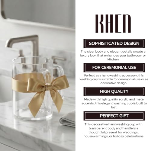 Khen Judaica Acrylic Hand Washing Cup for Netilat Yadayim with Dual Handles - 5" Clear Unbreakable Plastic Negel Vasser Wash Cup for Everyday & Passover Seder, Shabbat, Shul, Synagogue & Home (Clear) - color: Clear