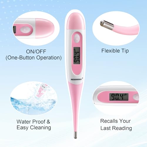 Digital Pet Thermometer for Accurate Fever Detection, Suitable for Cats/Dogs/Horse/Veterinarian, Waterproof Pet Thermometer, Fast and Accurate Measurements in 20 Seconds (Pink) - color: Pink