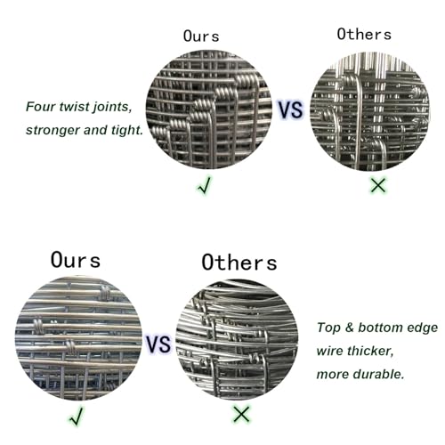 4ft x 164ft Galvanized Wire Fencing, Goat, Sheep & Deer, Durable Chain Link Fence, Heavy Zinc Coating Wire Used to Hog Goat Fencing for Yard Garden and Field