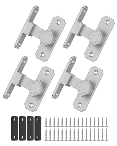 90 Degree Barn Door Lock, Rustproof Sliding Gate Latch, Silver 4Pcs | Multipurpose Security Lock for Bathroom, Cabinet, Pet Cage, Garden Shed, Window And Sliding Wooden Doors - color: Silver-4PCS
