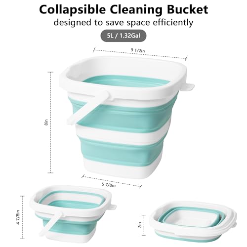 Collapsible Bucket, 1.32 Gallon 5L Small Mop Bucket for Cleaning, Car Washing, Portable Tub for Camping, RV, Beach, Sand, Fishing, Garden, Space Saving Plastic Water Basin Ice Buckets - color: Green, size: 5L