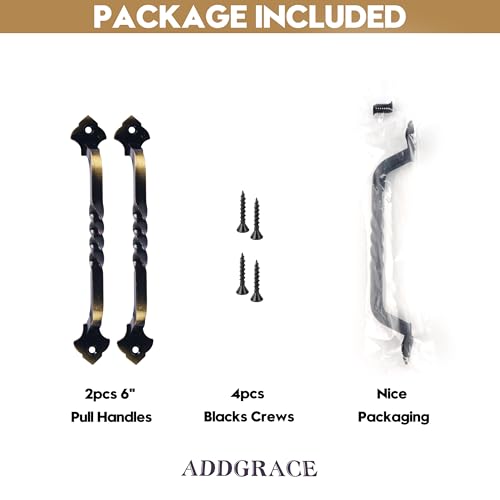 AddGrace 2 Pack Gate Handles for Wooden Gates with Screws 160mm/6 Bronze | Durable Solid Steel, Matte Coating, Barn Door Handles, for Garden Gate Shed Wooden Fences, Closet, Wardrobes, Drawer, Rustic - color: Bronze