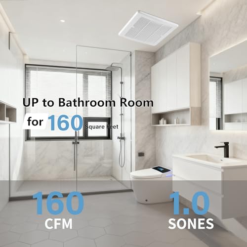 Tech Drive Bathroom Fan,160 CFM, Very Quiet 1.0 Sone,6 Inch Duct | No Attic Access Needed,Easy to Install Ceiling Mounted Ventilation Exhaust Fan, White,ETL Certified - size: 160CFM 1.0Sone