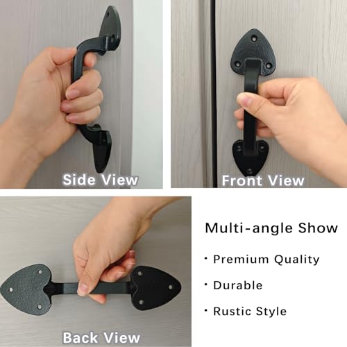 Heavy Duty Barn Door Handles, 7.5 Inch Cast Iron Gate Handles, Black Rustic Gate Pull for Outdoor Gate, Shed & Sliding Barn Door, with Mounting Screws 2 Pack - size: 7.5Inch - 2Pack