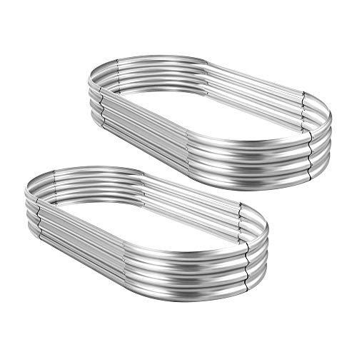 Land Guard 2Pcs Galvanized Steel Raised Garden Bed,8 x 4 x 1 ft Large Metal Raised Planter Beds, Aluminum Raised Garden Bed for Vegetables, 8 x 4 x 1ft(2pcs) - color: 1-silver, size: 8×4×1ft(2pcs）