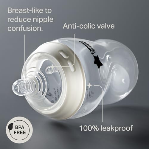 Tommee Tippee Natural Start Baby Bottles, Anti-Colic, 0m+, 5oz | Pack of 2, Slow Flow Breast-Like Nipple, Self-Sterilizing, Seamless Bottle-to-Breast Transition, BPA Free - color: Clear, Pack of 2