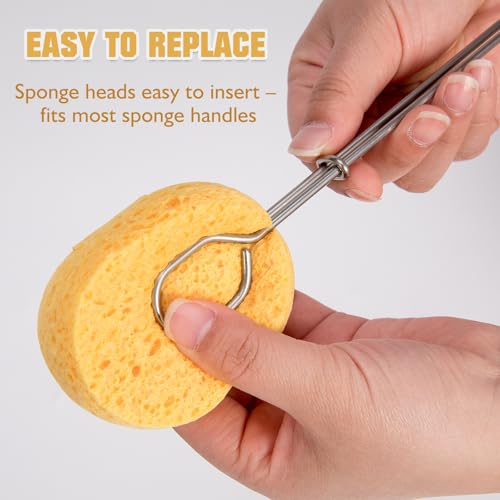 8 Pack Cellulose Sponges, Replacement Sponge Scrubber Heads for Wine Glasses Coffee Mugs Dishes, Thick & Fluffy Highly Absorbent, Quick-Dry - style: 8 Sponges