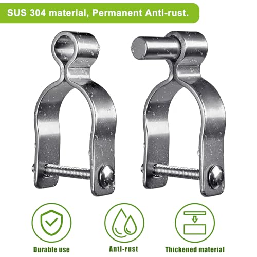 Insaga 2 Pack 1-7/8" Heavy Duty Chain Link Fence Gate Hinges, 304 Stainless Steel T-Post & Pipe Gate Hinge Kit with Frame and Post Brackets, Bolts & Nuts Included for Farm, Cattle, and Chain Link Gate - color: Light Weight, size: 1-7/8''-2Pack