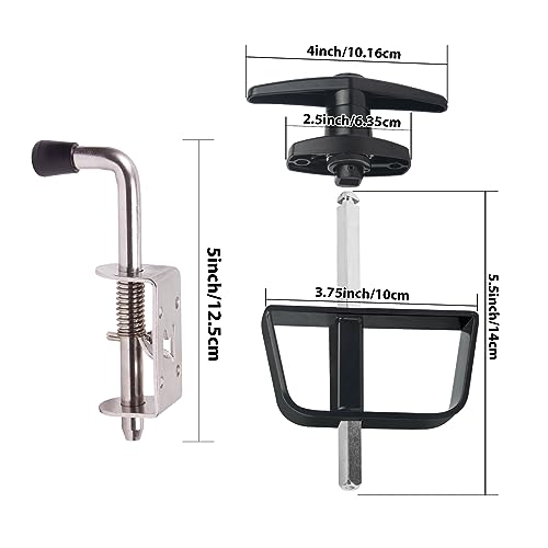 Shed Door Latch Kit with 5-1/2" Stem T-Handle Lock, 5 Keys and 2 Packs Spring Loaded Latch Hardware - Ideal for Sheds, Playhouses, Chicken Coops, RVs, Garages - size: 5.5 inch-SMALL-T