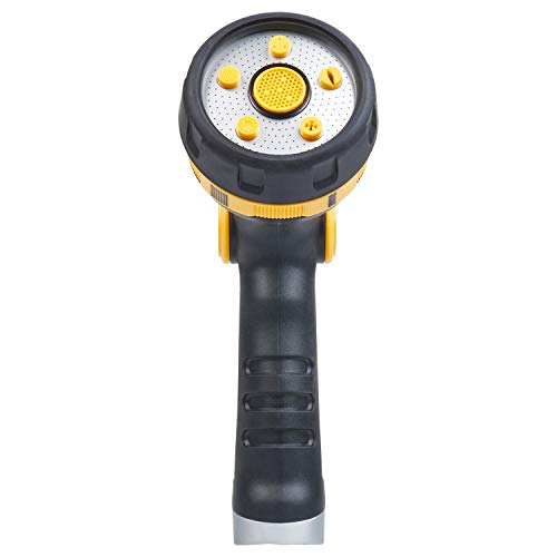 Melnor 65130AMZ RelaxGrip Thumb Control 5 Pattern w/Adpt Nozzle Bundle, QuickConnect Product Adapter, Black, Yellow - size: 5-Pattern, style: Thumb Control