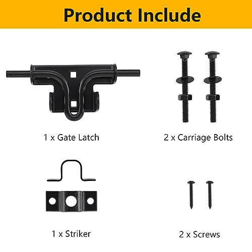HOME MASTER HARDWARE Heavy Duty Slide Bolt Gate Latch, 1 Pack Door Latch | Metal Sliding Bolt Door Lock with Padlock Hole, Suitable for Fence, Barn, Shed, Interior, Outdoor, Included Screws, Black
