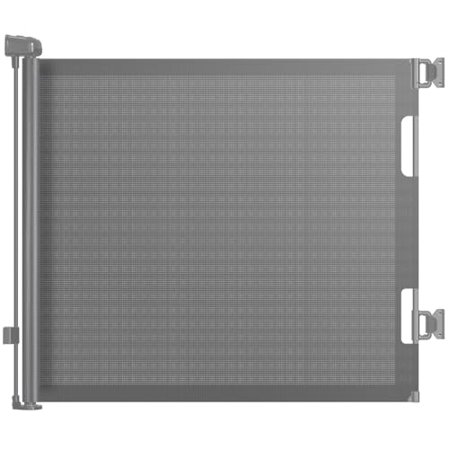 HAMOPY Retractable Baby Gate, 33" Tall, Extends up to 55" Wide, Durable Auto-Lock Baby Gates for Stairs, Mesh Dog Gate and Child Safety Gates for Doorways, Hallways, Indoor, Outdoor(Grey) - color: Gy-1