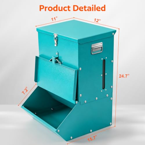 Single Door Hog Feeder, 2.2 Bushel Capacity Pig Feeder | Heavy Duty Galvanized Steel Piglet Feeder Suitable, Pig Trough Feeder for Pig Farms, Agricultural Operations & Pig Pens - size: 2.2 Bushel
