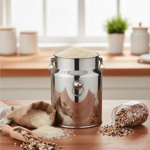 Stainless Steel Jug with Lid, 2.64 Gallon Metal Container, Large Capacity Food-Grade Milking Pail for Goats, Cows or Home Use - size: 2.64Gallon