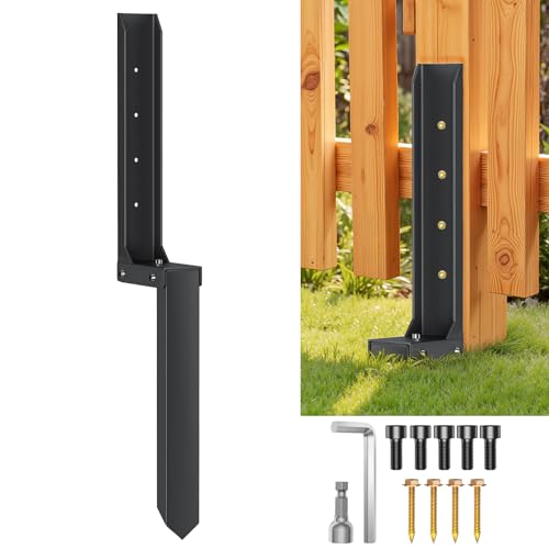 Fence Post Repair Kit, H-Shaped Anchor Spike for Tilted Wood Post | 8mm Double-Layer, Heavy Duty Steel, for 4x4 Wood Posts, Rust-Proof Coating, Fix Broken/Leaning Fence Posts, DIY Yard Repair