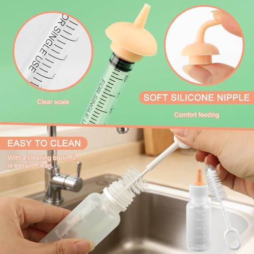 Pet Nursing Kit, Silicone Pet Feeding Bottles Set with Nursing Nipples & Formula Dispenser & Liquid Syringes, for Newborn Kittens, Puppies, Squirrels, and Other Small Animals
