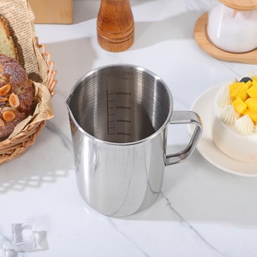 Veemoon Stainless Steel Measuring Cup with Scale 1000 Ml/32.00 Oz Laboratory Beaker Graduated Kitchen Cup for Liquid and Solid Ingredients Easy-Read Markings for Home Lab Science Experiments