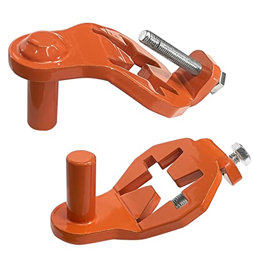 T-Post Gate Hinge Pins - Heavy Duty Gate Hanger, Hang a gate from a Metal T Post, Steel Gate Hinges Target Hanger for Farm Gate, Garden & Backyard Gate, Easy to Install (Patent) - color: Orange