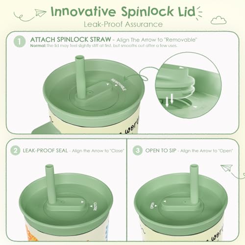 SANDJEST Inspiration Tumbler 20oz with Handle and Silicone Straw Locking Lid for Kid, Girls, Boys Reusable Stainless Steel Water Bottle, Spill Proof and Leak Resistant - color: Inspiration