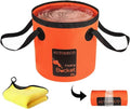 Collapsible Bucket 5 Gallon Container Folding Water Bucket Portable Wash Basin 20L - color: Orange