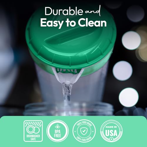 1 Quart Plastic Mixing Pitcher with Mixing Lid, BPA Free, Shatterproof Beverage Jug for Iced Tea, Lemonade, Juices, Milk – Leak-Proof, Easy Stirring, Dishwasher Safe | Green - color: Green, 1qt Mixing Pitcher