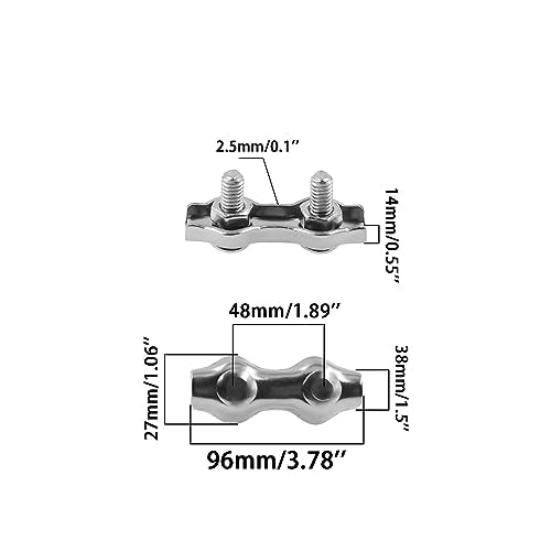304 Stainless Steel Duplex 2-Post Cable Clamps TTZEZE Double Bolt Wire Rope Clips Clamp Fastener for 3/8 Inch Diameter Wire Rope 5 Pack(M10) - style: M10