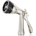 Heavy Duty Metal Garden Hose Nozzle, 7 Patterns, Rear Trigger | High pressure metal sprayer for garden, car wash, pet shower. Leak-proof, rustproof, ergonomic grip