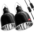 MECESOR Reptile Light Fixture, 2 Packs 5.5 Inch Deep Dome Lampshade, Reptile Heat Lamp Fixture with Separate Switches Fit for UVB Bulb Basking Heat Bulb for Reptile Glass Terrariums