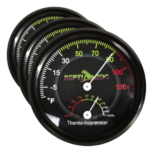 REPTI ZOO Reptile Terrarium Thermometer Hygrometer Dual Gauges Pet Rearing Box Reptile Thermometer and Humidity Gauge (Pack of 3) - size: 8*8*2cm/3.14*3.14*0.788'' (Pack of 3)