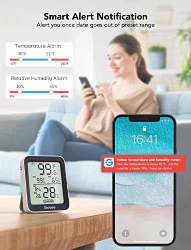Govee Indoor Hygrometer Thermometer 3Pack H5075 with Bluetooth App Control (Pack of 2) - color: Black, size: 6 Pack