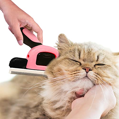 SunGrow Dog and Cat Deshedding Brush, Minimizes Shedding, Enhances Coat Health, Gentle on Skin, Suitable for Rabbits & Ferrets, 4" Steel Blade