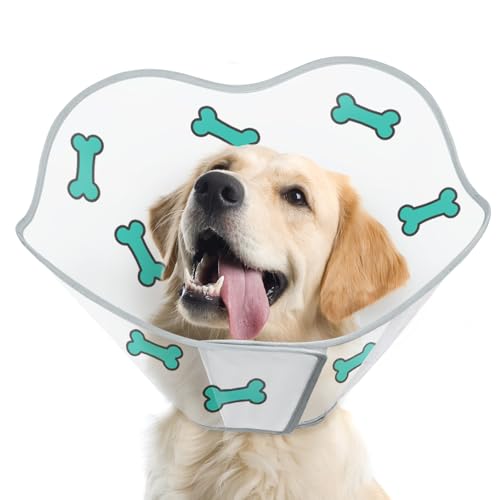 Dog Cone After Surgery - Soft, Comfortable, Adjustable Recovery Collar for Large, Medium, Small Dogs - Stop Licking with Soft Protect Edge (Bone, S) - color: Bone, size: S