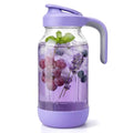 64 oz (2 Qt) Glass Mason Jar Pitcher with Pour Spout Lid & Handle | Airtight Leak-Resistant Flip-Top, Wide Mouth for Ice & Fruit, Non-Slip Silicone Base, Measuring Marks, Fridge Water/Iced Tea - color: Purple, size: 64 Ounces
